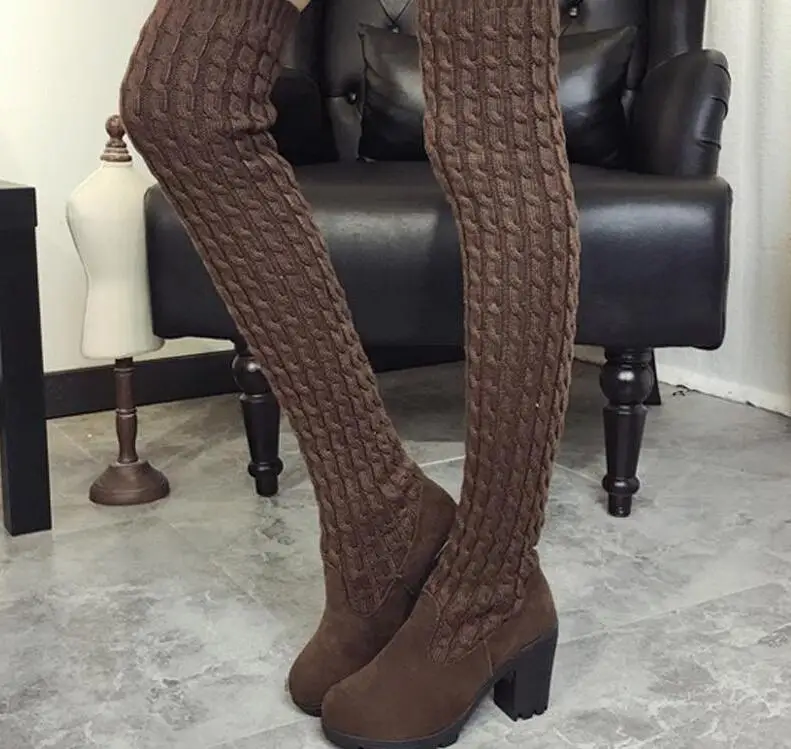 Mujeres 1 Punto Tamaño Moda Muslo Botas 2016 40 Largo Rodilla Elástico 2 Invierno De Delgado Otoño Cálido 4 Zapatos Mujer 3 qTCwpt