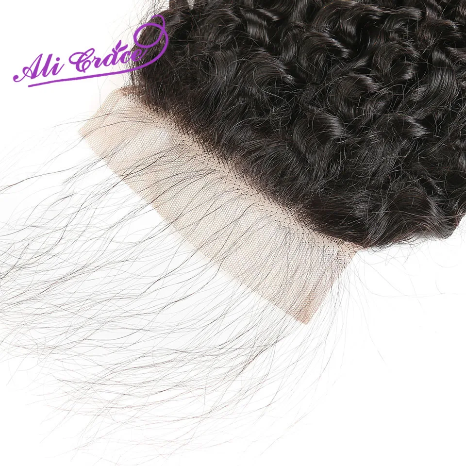 Ali Grace перуанские человеческие волосы кудрявые 5*5 швейцарское кружево Закрытие 8-22 дюймов remy волосы 1 шт./лот /средняя часть