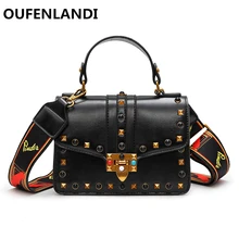 

OUFENLANDI 2018 hot sale Rivet decor Shoulder bags luxury Fashion bags women bags designer women leather handbags High Quality