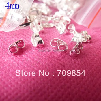 

free shipping!!! 5000pcs/lot 4mm silver plated ear plug ear stopper jewelry findings