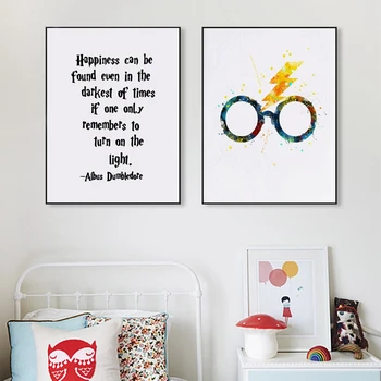 

Harry Glasses Art Decor Print And Poster , HARRY QUOTE Poster Canvas Painting Wall Picture Kids Room Decor