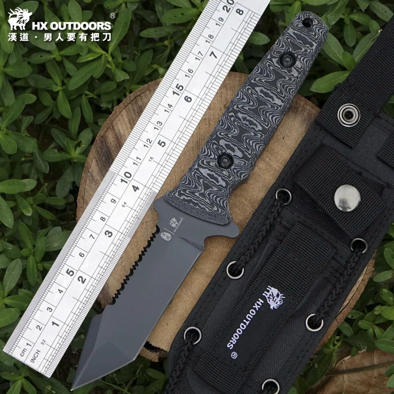 

HX OUTDOORS Diving naval tactics high hardness steel straight knife wilderness survival knife self-defense portable cutter knife