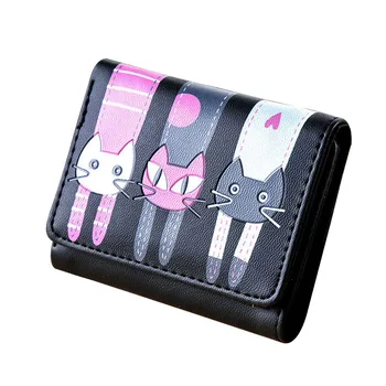 

Fashion Lady Wallet PU Leather Hasp Short Women Purses Lovely Cat Moneybags Clutch Wallet Cards ID Holder Female Fold Burse Bags