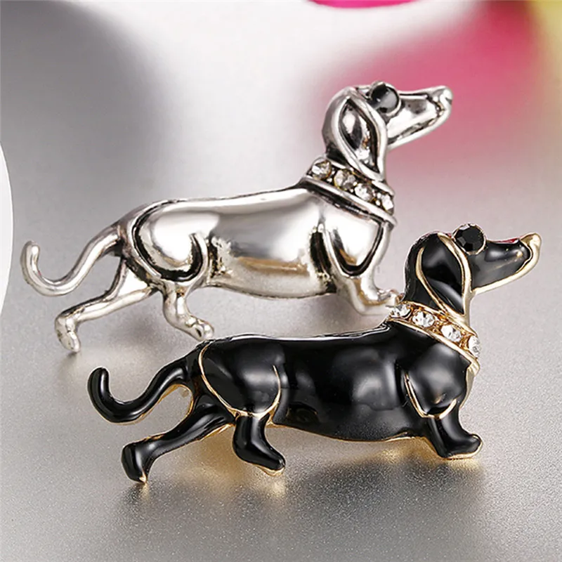 Black Big Dog Brooches For Scarf Sweater Shoulder Collar Jewelry Pins