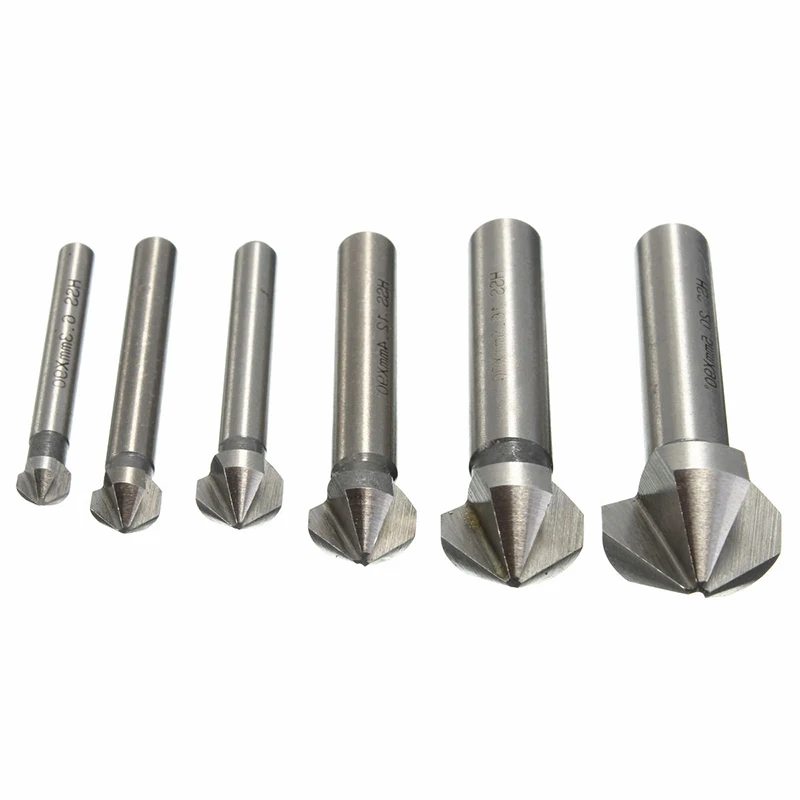 1pc 3 Flute HSS Countersink Drill Bit 90 Degree Chamfer Cutter Tool For Wood Steel 6.3/8.3/10.4/12.4/16.5/20.5mm