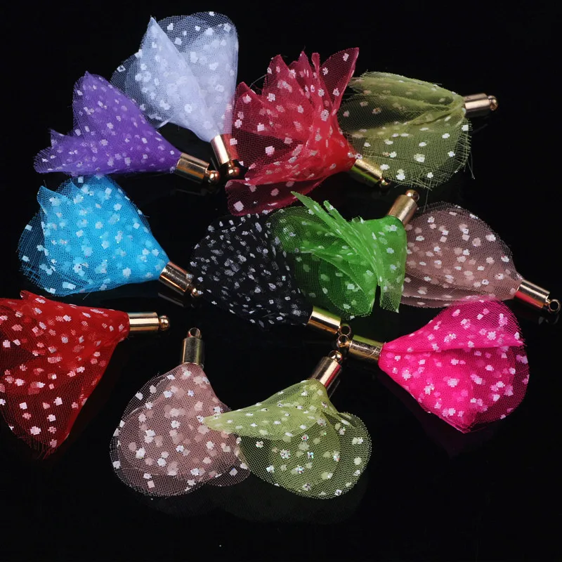 100pcs Mix Color Frabic Flower Tassel Charms Pendants For Earring Cellphone Straps Keychain Diy Jewelry Accessories Findings 100pcs Mix Color Frabic Flower Tassel Charms Pendants For Earring Cellphone Straps Keychain Diy Jewelry Accessories Findings