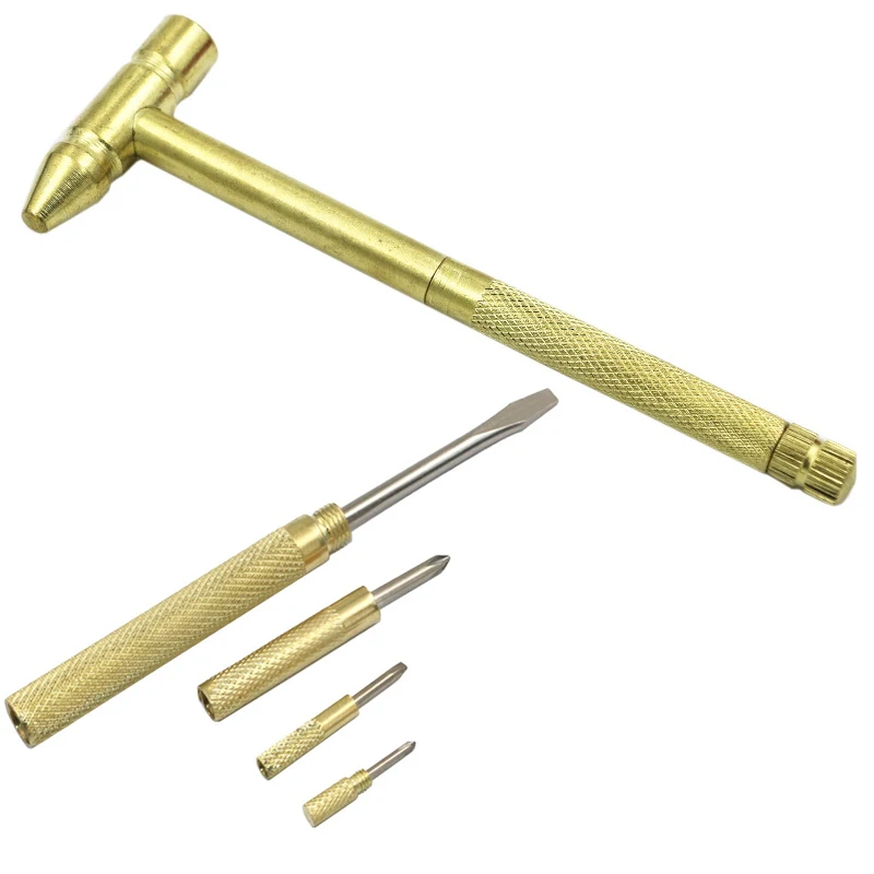 5 in 1 Portable Mini Hammer Screwdriver Copper Plating Multifunction