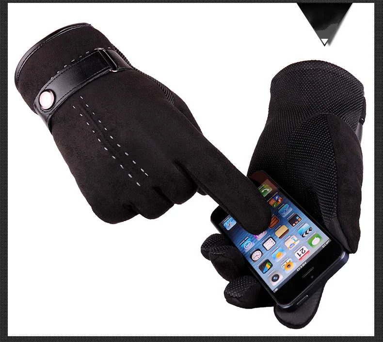 Зимние осенние мужские кожаные перчатки из искусственной замши с сенсорным экраном высокого качества мужские утепленные шерстяные