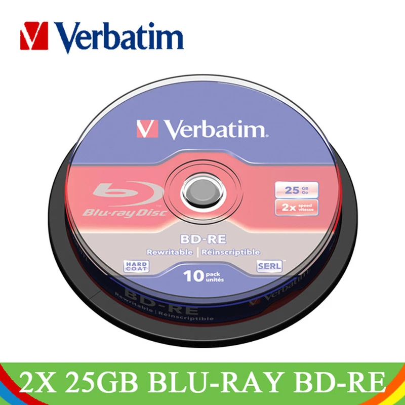 Verbatim 2x25 GB blu-Ray BD-RE пустой диск, брендовый перезаписываемый белый печатный диск Blue Ray много Компактный диск для хранения данных 43694