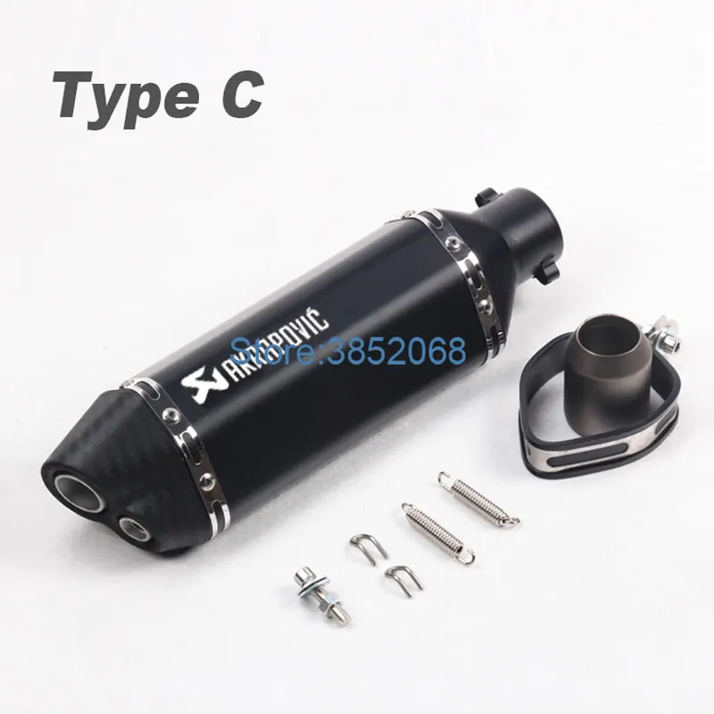 ID: 51mm L: 470mm Universal motocicleta Escape silenciador Escape Scooter Akrapovic Escape mufla doble orificio adecuado para la mayoría de motos