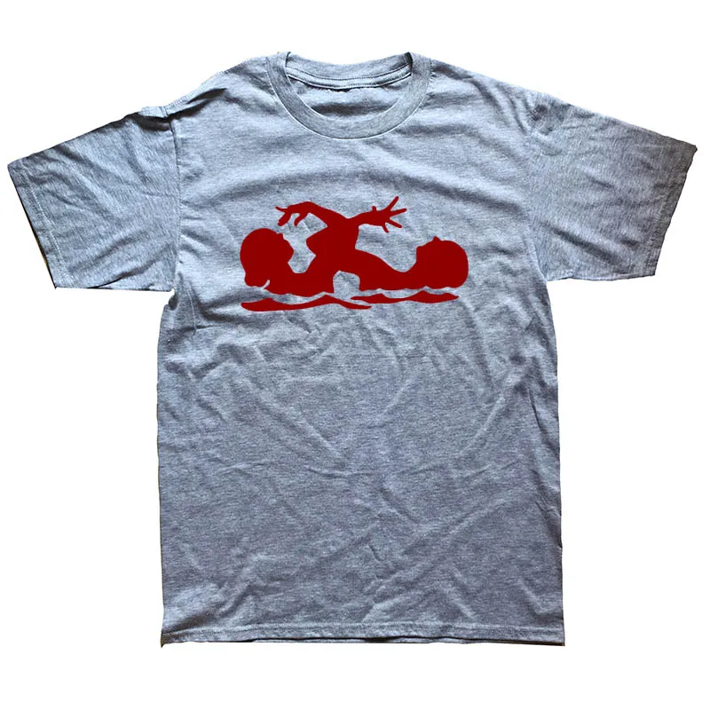 Синхронизированные футболки с принтом пловцов летняя новая модная футболка с короткими рукавами и круглым вырезом - Цвет: GRAY