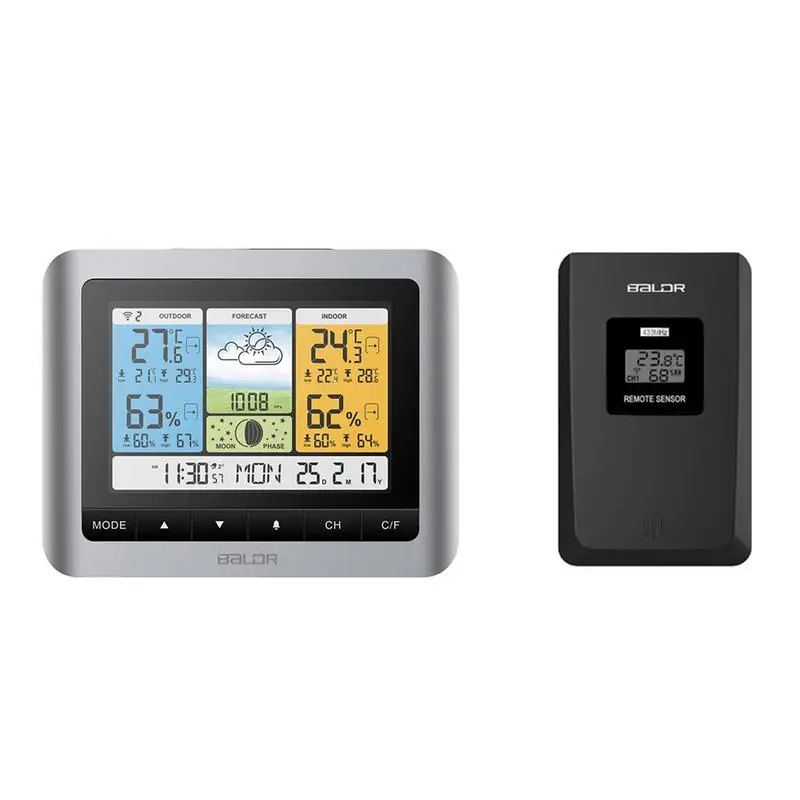 Wireless Weather Station Temperature Humidity Sensor Colorful LCD Display Weather Forecast RCC Clock Clock Barometer Thermomete Wireless Weather Station Temperature Humidity Sensor Colorful LCD Display Weather Forecast RCC Clock Clock Barometer Thermomete