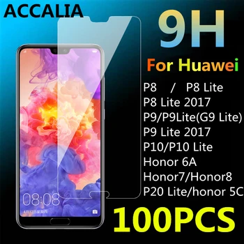 

100pcs Glass For Huawei P8 P9 P10 P20 Lite 2017 Screen Protector for Honor 5C 6A 7 8 Tempered Glass Protective glass Cover Film