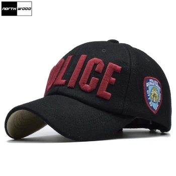 

[NORTHWOOD] Police Letter Winter Baseball Cap Men Women Winter Cap Snapback Caps Bone Masculino Warm Trucker Hat Hip Hop