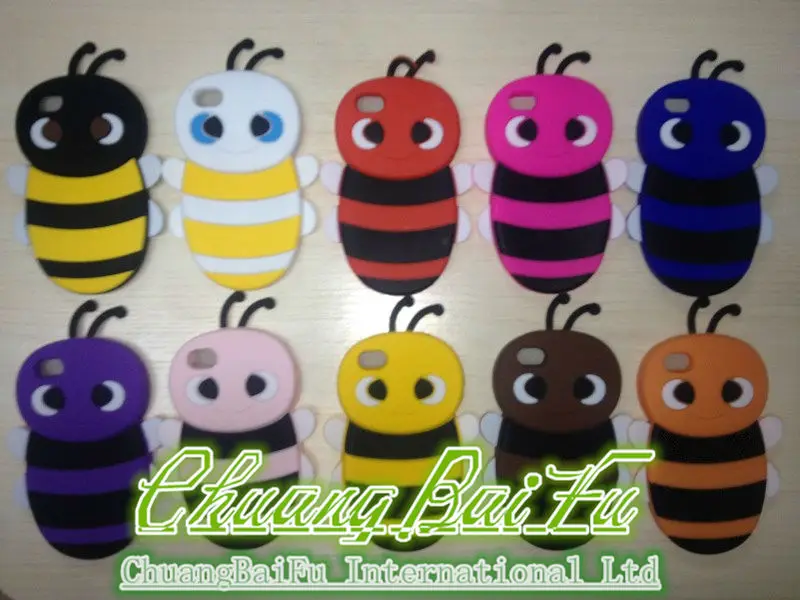 Free Shipping Wholesale 100pcs/lot New Cute case for iphone 4.3D Cartoon Bees Thick Silicone Case Cover For iPhone 4 4G 4S |