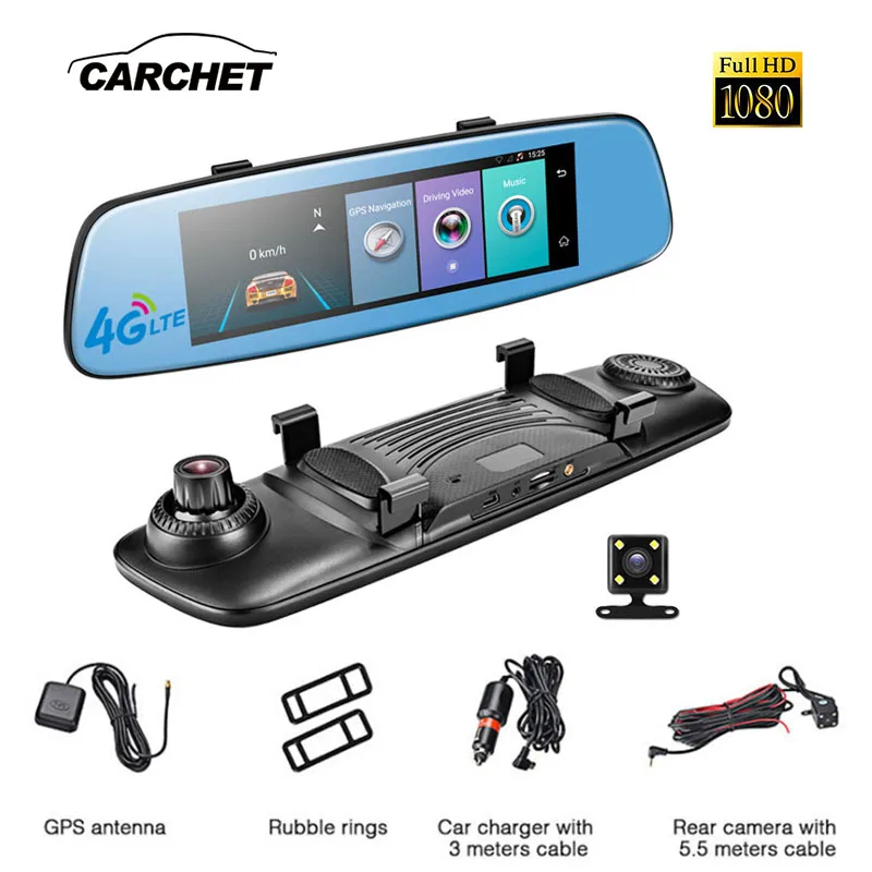

CARCHET Dash Camera Car DVR Dual Lens Rear View Mirror Full HD 1080P 7.84" Touch Screen Dashcam Auto Recorder Video Front Rear
