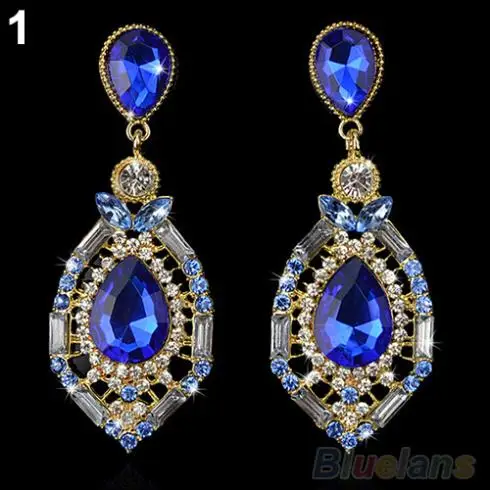 

Women Earrings Luxury Elegant Faux Drop Big Rhinestone Earrings Vintage Earrings 1F8B