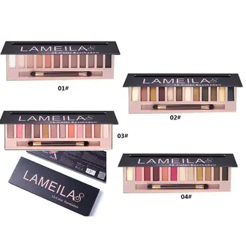 

Lameila 12 Colors Eye Shadow Palette Earth Tone Burgundy Grapefruit Color Makeup Eye Shadow Dress Up Your Beauty