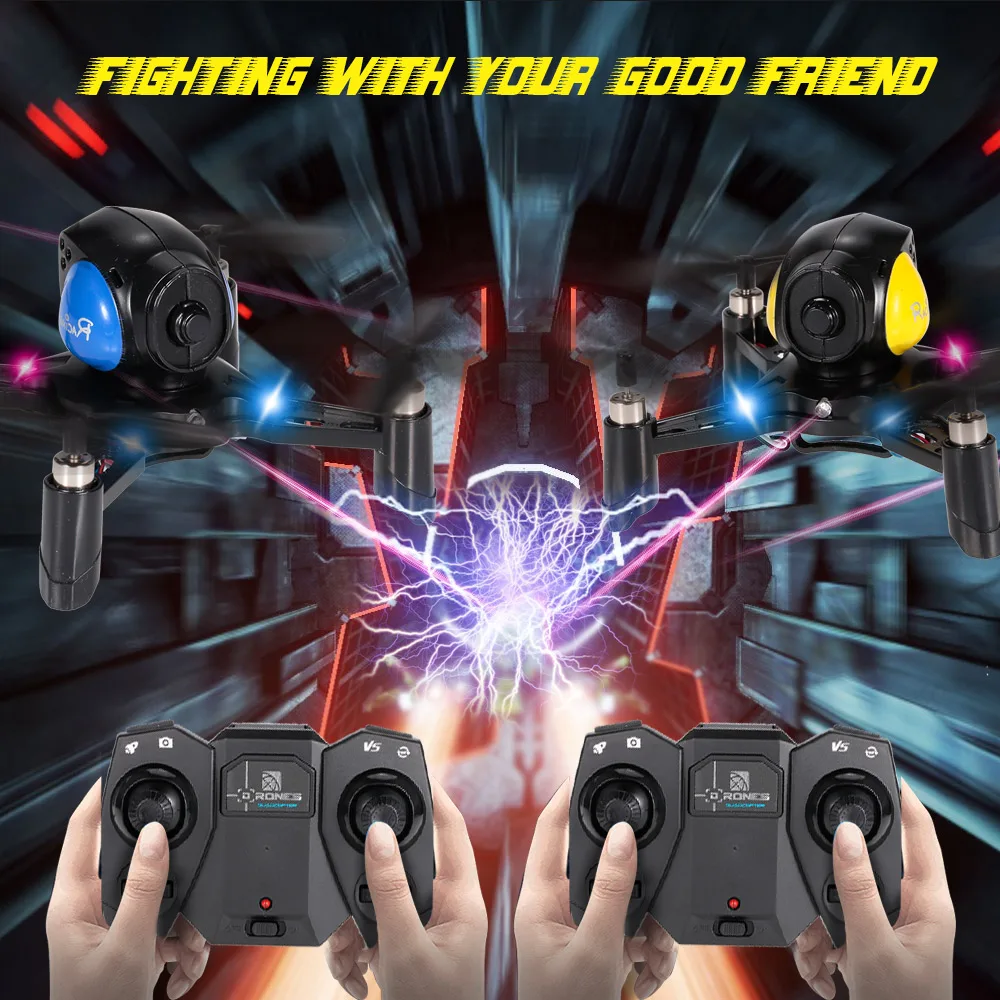 

Fighting Helicopter FY605 Sky Fighter Drone 2.4G 4CH 6-Axis Gyro Height Hold DIY Racing Battle Quadcopter Game Toy Gift for Kids