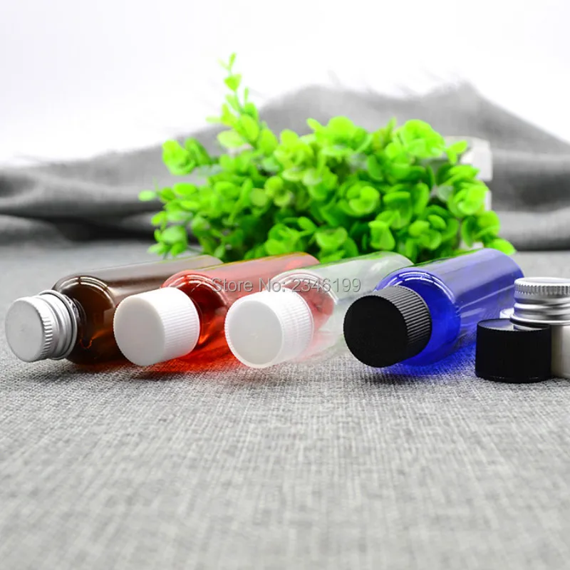 Empty Plastic Bottle 50ml Rotating Cover Transparent Capping Bottle Black Cover Blue Bottle 50ml Plastic Cosmetic Container (2)