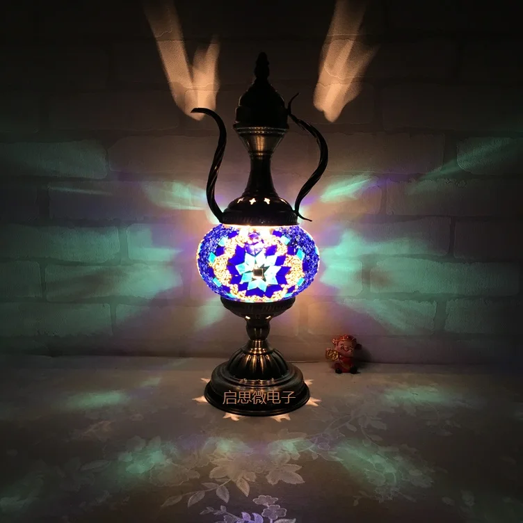 Турецкая мозаичная настольная лампа, винтажный арт-деко, ручной работы, lamparas de mesa, мозаичный стеклянный романтичный светильник для кровати, lamparas con mosaicos - Цвет абажура: RES