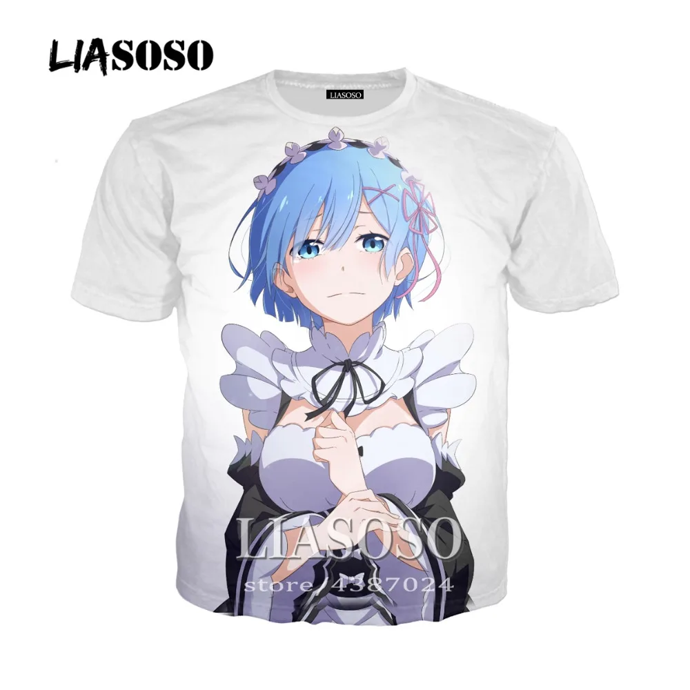 LIASOSO/новая футболка с аниме Re Zero летняя 3D принтом модная мужская одежда Женская