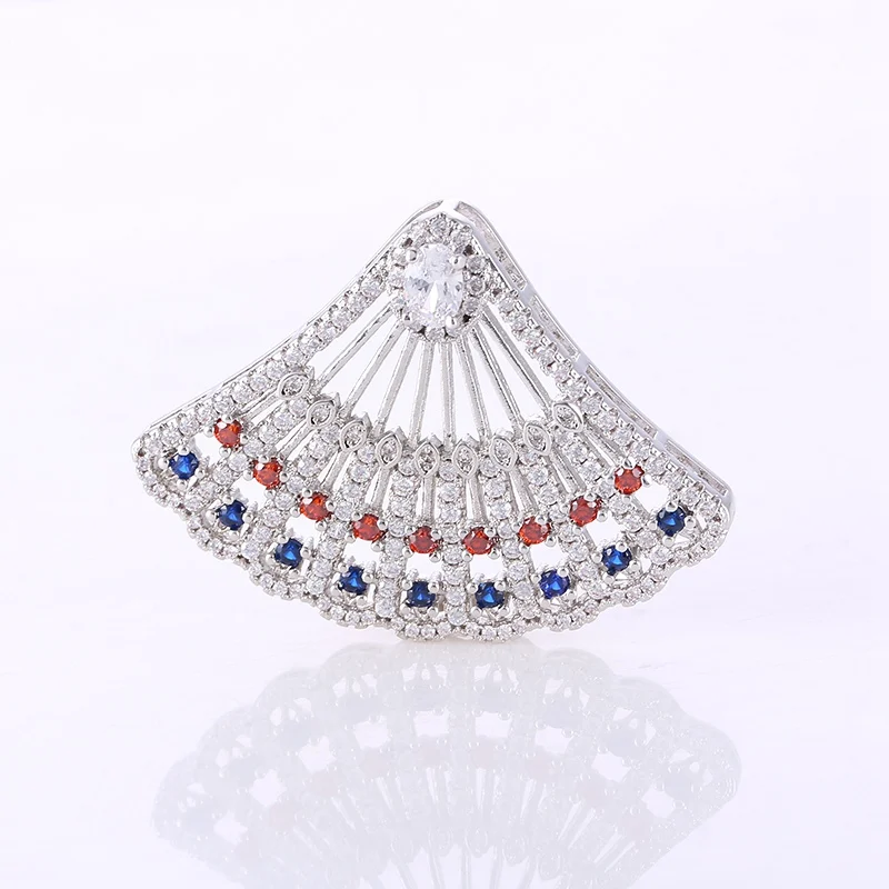 Luxury Crystal Rhinestone Jewelry Findings Accessories Fanshaped Big Pendant For Diy Beaded