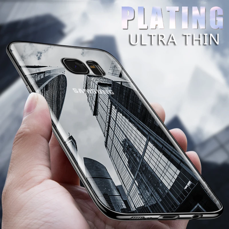 

Clear Soft Silicone TPU Plated Case For Samsung Galaxy Note 10 9 8 S6 S7 edge S8 S9 Plus Back Cover Ultra Thin Shockproof