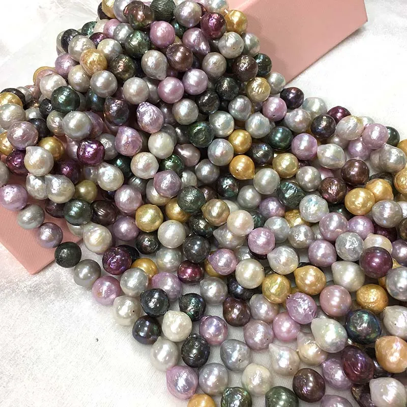 

Natural freshwater Edison Pearl beads high quality 38 cm punch loose beads DIY ladies necklace bracelet jewelry production 12MM