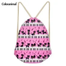 Coloranimal, милый щенок, кошка, принт, Женский Повседневный Рюкзак, музыкальные заметки с пианино, клавиатура, сумка на шнурке, женский рюкзак для досуга