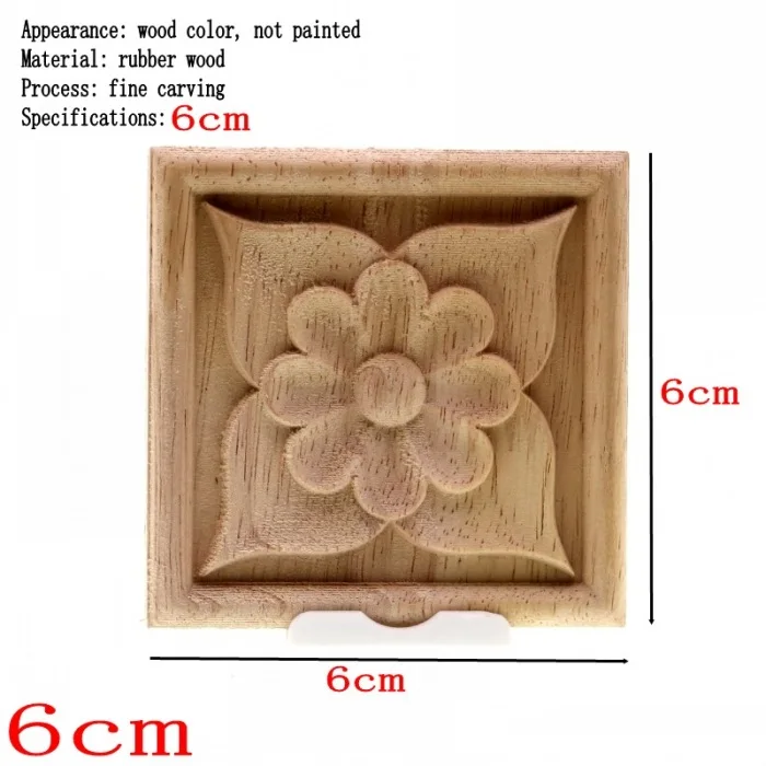 RUNBAZEF винтажная Неокрашенная древесина резная угловая аппликация, рама для украшения стен, дверей, мебели, декоративная статуэтка, миниатюрная - Цвет: 6cm
