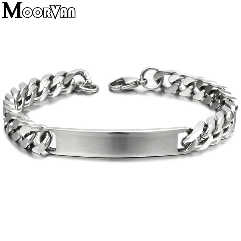 

Moorvan 2023 New Stainless Steel Bracelets For Men Link Chain Id Bracelet Hiphop Motorbikeman Jewelry