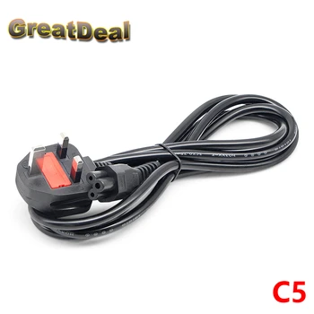 

1.5M 5FT Power Cable C5 Cloverleaf Lead to UK 3 Pin AC EU Plug Power Cable Lead Cord PC Monitor Black HY1548