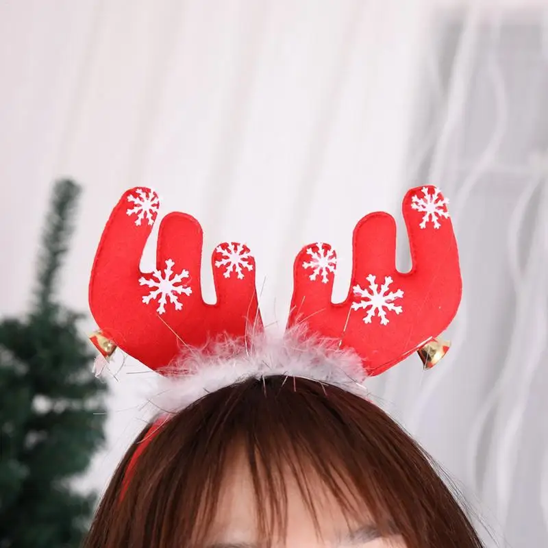 

1 PC Christmas Red Antler Ears With Bell Headband Festive Makeup Fance Dress Props Horn Cosplay New Year Christmas Headwear