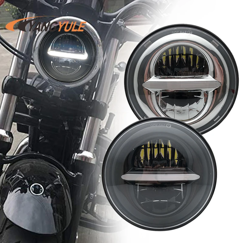 7" Круглый налобный фонарь для Dyna Rider Sportster Softail Breakout Sportster SuperLow 5-3/4 дюймов Angel Eye DRL светодиодный налобный фонарь