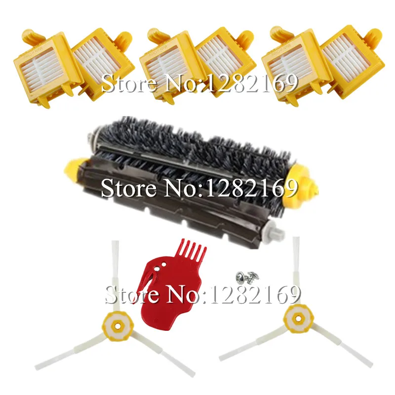 

6x HEPA Filter +2x screw+ 2x Side Brush +1 set Bristle Brush for irobot roomba 700 Series Vacuum Cleaner Robot 760 770 780 790