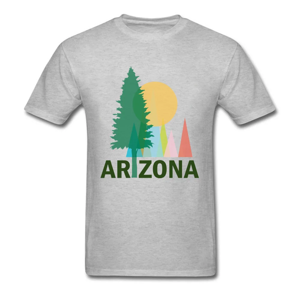 Normal T-shirts 2018 Newest Round Collar Arizona Trees Cotton Fabric Men's Tops Tees Classic Short Sleeve Sweatshirts Arizona Trees grey