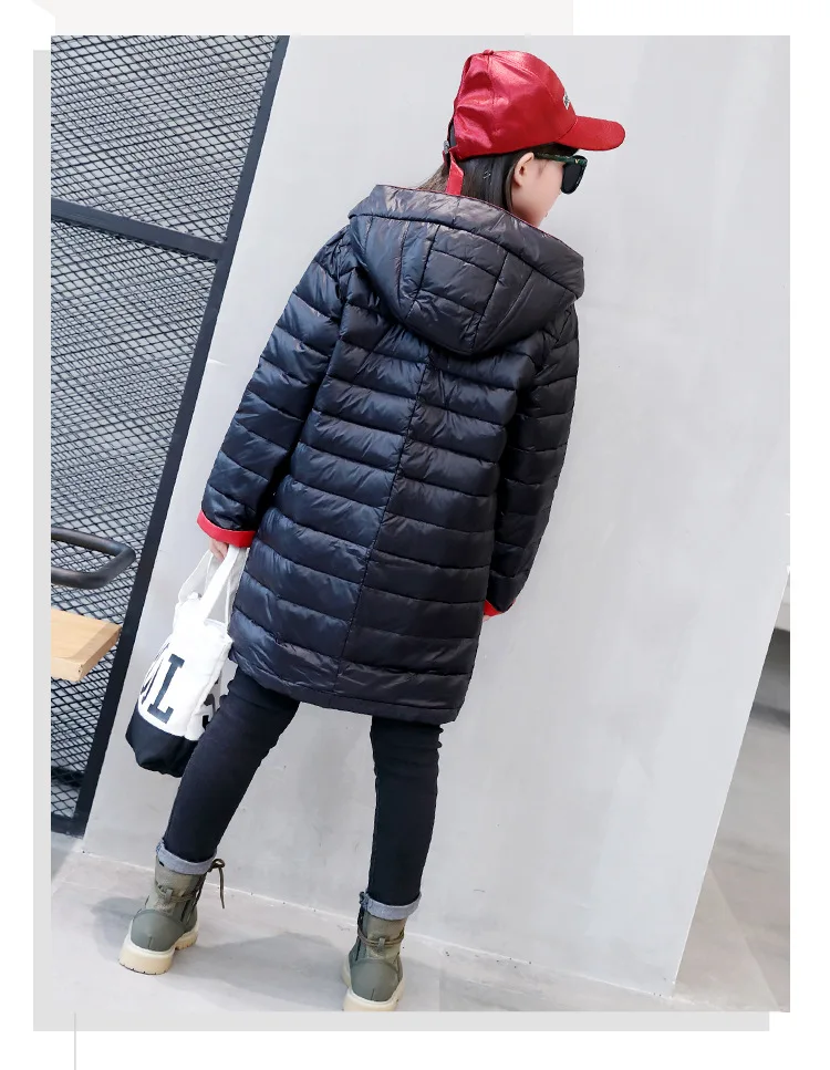 hooded children thick down coat winter 2017 long warm jacket for girls kids coats for little big girl outerwear clothing 8 10 12 years  (9)