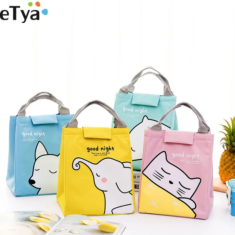 

eTya Cartoon Cute Thermal Lunch Bag For Women Men Kids Fashion Lunch Box Bags Travel Fruit Food Picnic Cooler Tote Bag Case