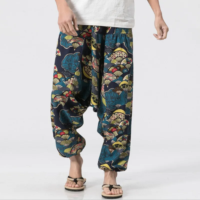 

Tribal Style 2019 Harem Pants Men Cotton And Linen Thin Hip Hop Boys Baggy Leg Crotch Loose Breathable Trousers Plus Size