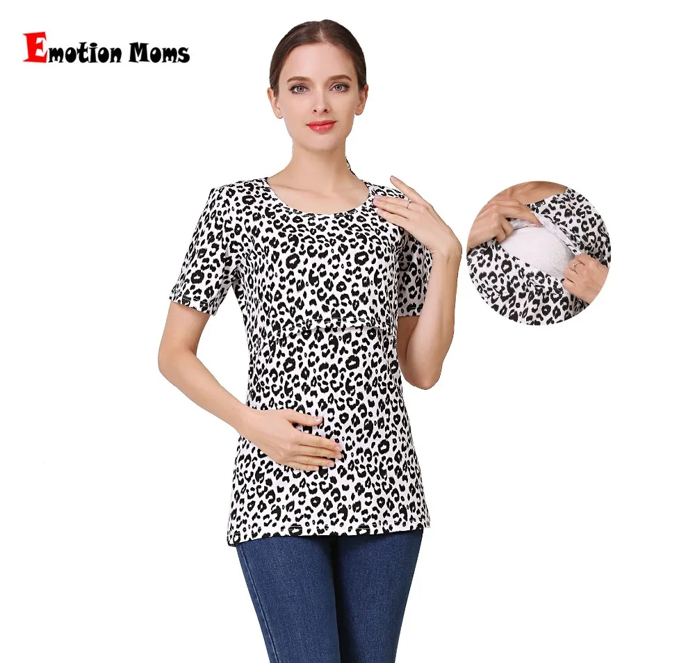 

Emotion Moms Short Sleeve Leopard Maternity Nursing Clothes Breastfeeding T-Shirt Pregnancy Tops for Pregnant Women Summe Tee