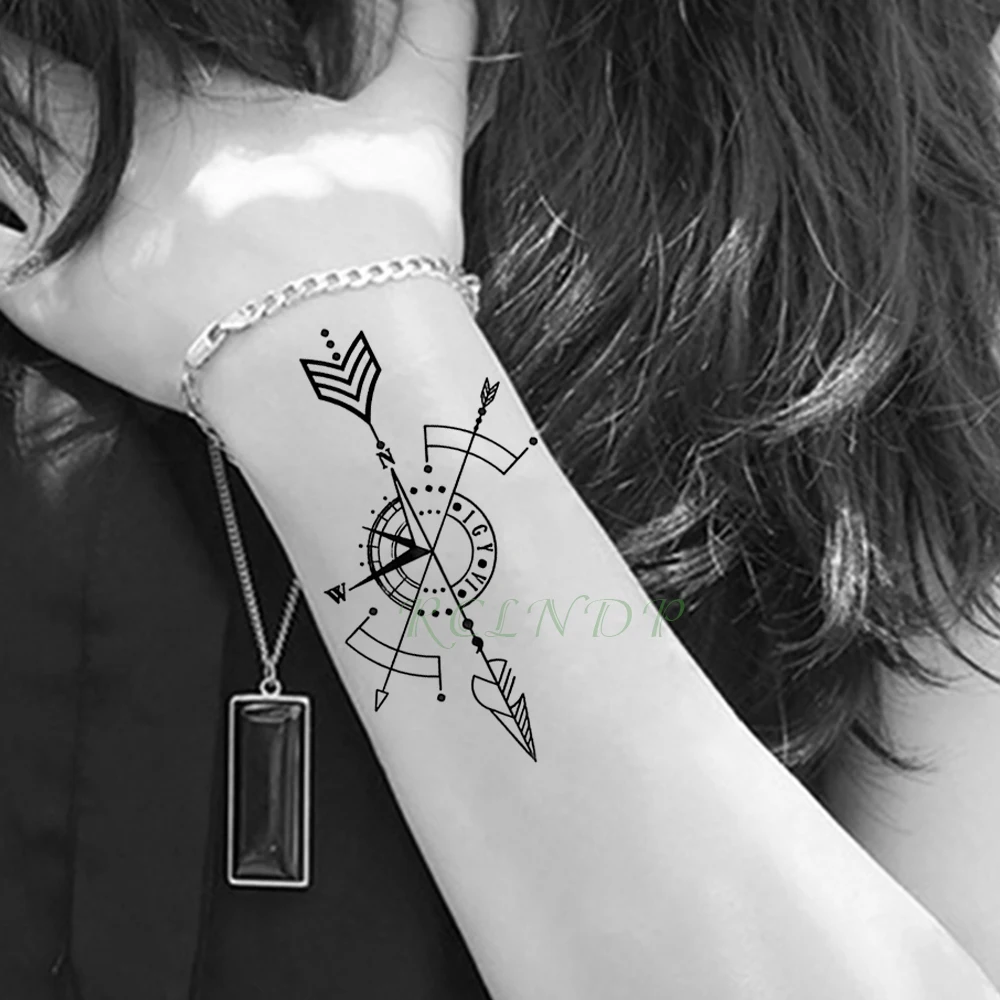 Waterproof Temporary Tattoo Stickers Compass fake Tatto Body Art Flash Tatoo Tatouage Arm Hand Back Foot Tato for Girl Women Men | Красота и