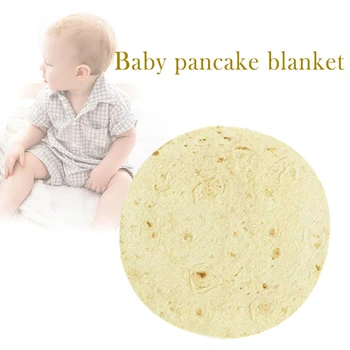 

Round Pancake Blanket Pie Food Design Corn Cake Beach Towel Picnic Blanket for Baby Kids Adults Sand Free Mat