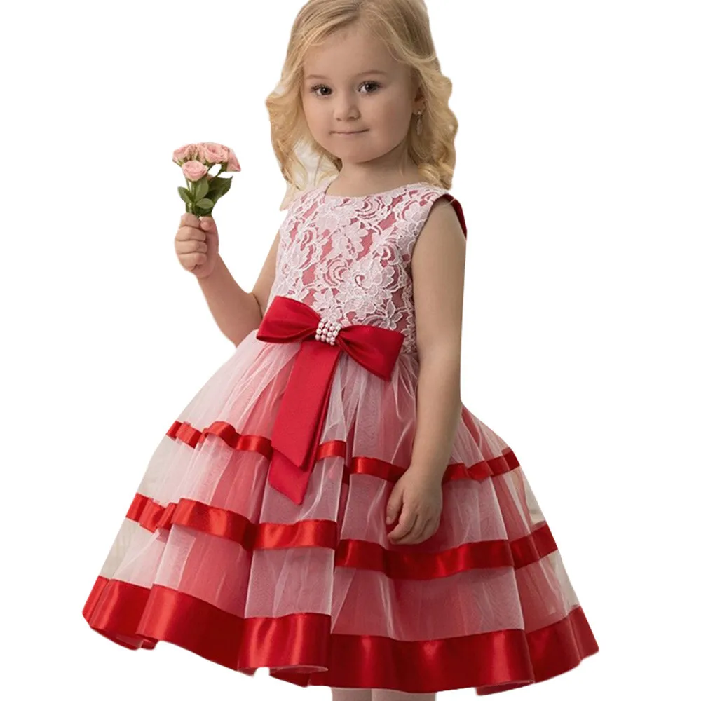 MUQGEW/Вечерние платья для маленьких девочек платье-пачка принцессы для девочек детское кружевное торжественное платье-пачка принцессы с бантом на свадьбу