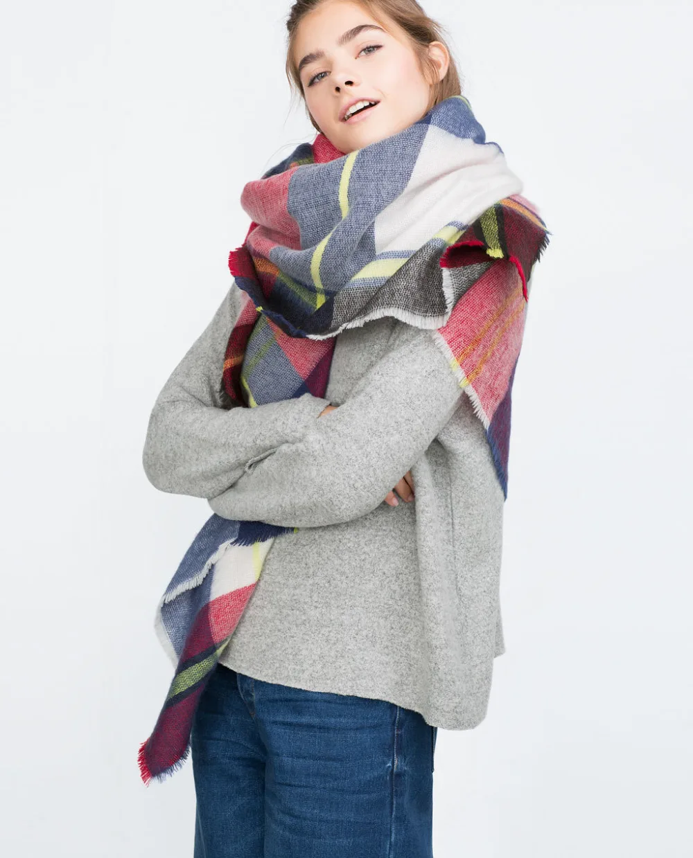 Fashion 2016 European Oversized Autumn And Winter Red font b tartan b font bandana Scarf for