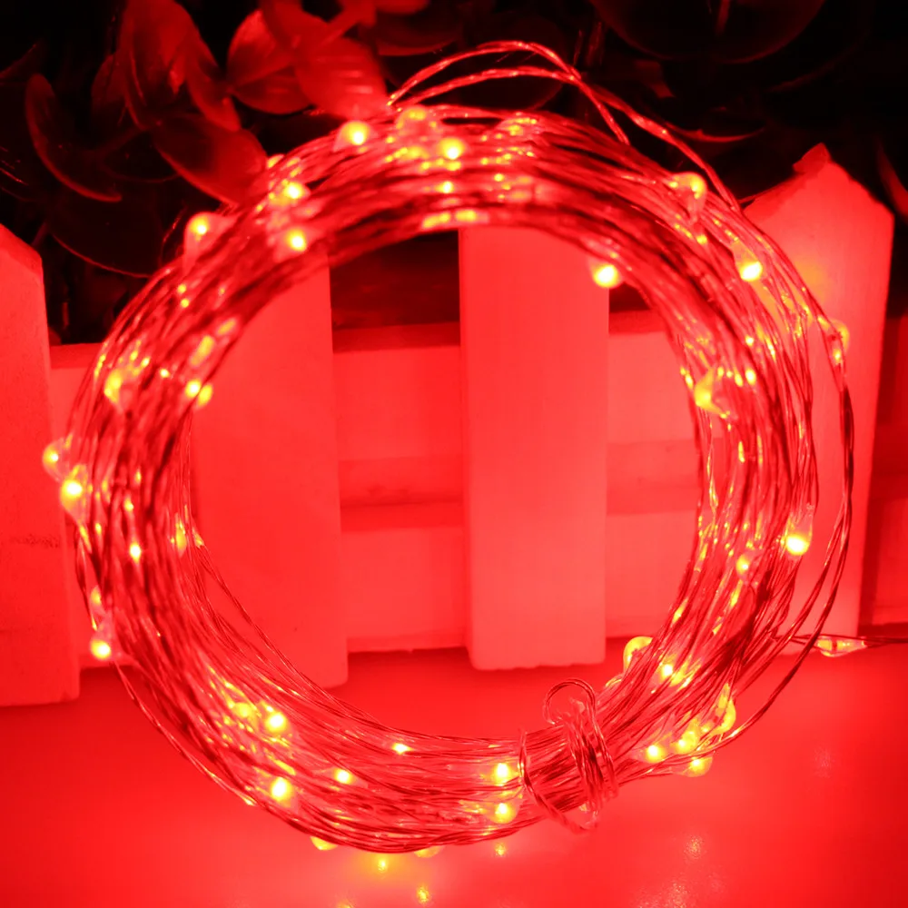 Проводные 5 Режим 10 м 100 светодиодов серебряной проволоки Фея огни строки Водонепроницаемый Рождество Свадебная вечеринка лампа Звездное