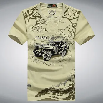

New Style Male Summer Casual Fashion Round Neck Short sleeve T-shirt Tops 100% Cotton Printed Afs Men's Brand Cothing 8836