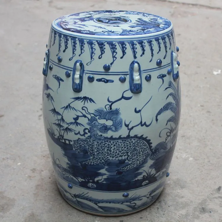 Porcelain chinese garden stools Ceramic toilet stool Jingdezhen bathroom Blue and white dressing outdoor ceramic stool (2)