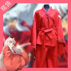 Аниме Инуяша Косплей Кикье COS японский Inuyasha Хэллоуин вечерние косплей человек красный кимоно Самурай одежда костюмы