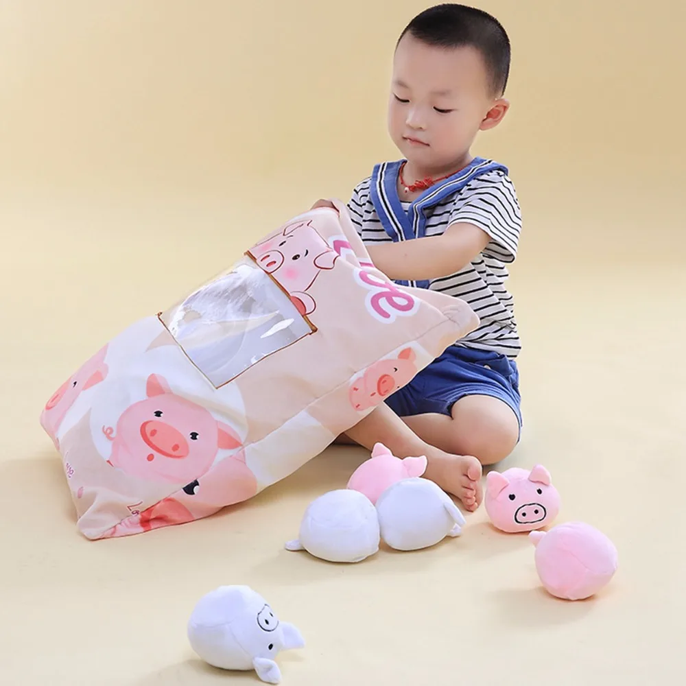 Funny 1bag Plush Toys Stuffed Animals With 8pcs Small pigs rabbits Toy
